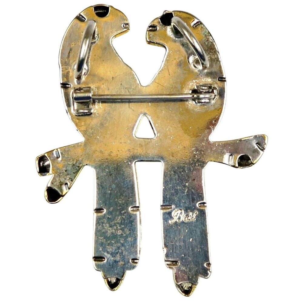 Vintage Lovebirds Brooch Signed Best – Silver Gold Tone Mid-Century Bird Pin - Picture 4 of 5
